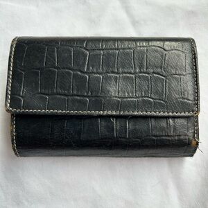 Black Croc-Embossed Wallet